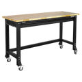 Heavy-Duty Steel Mobile Workbench with Wooden Worktop 1524mm AP0620M