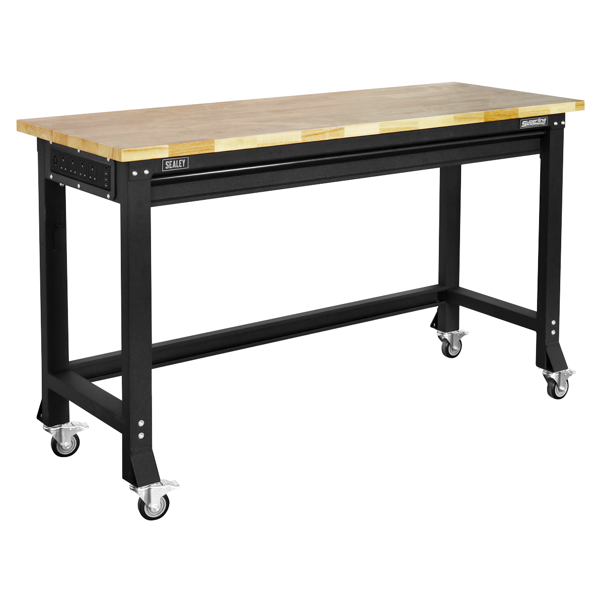 Heavy-Duty Steel Mobile Workbench with Wooden Worktop 1524mm AP0620M