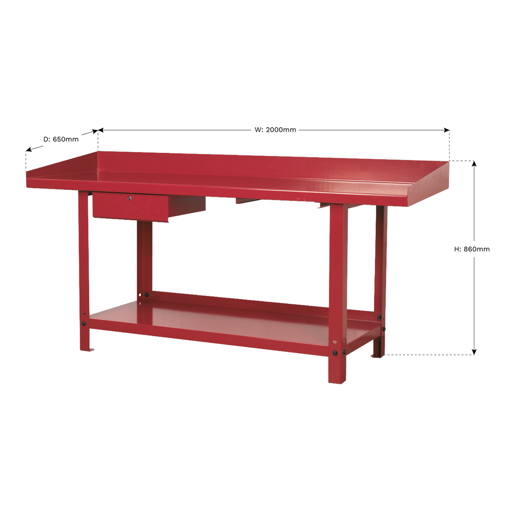 Steel Workbench with Drawer 2m AP1020