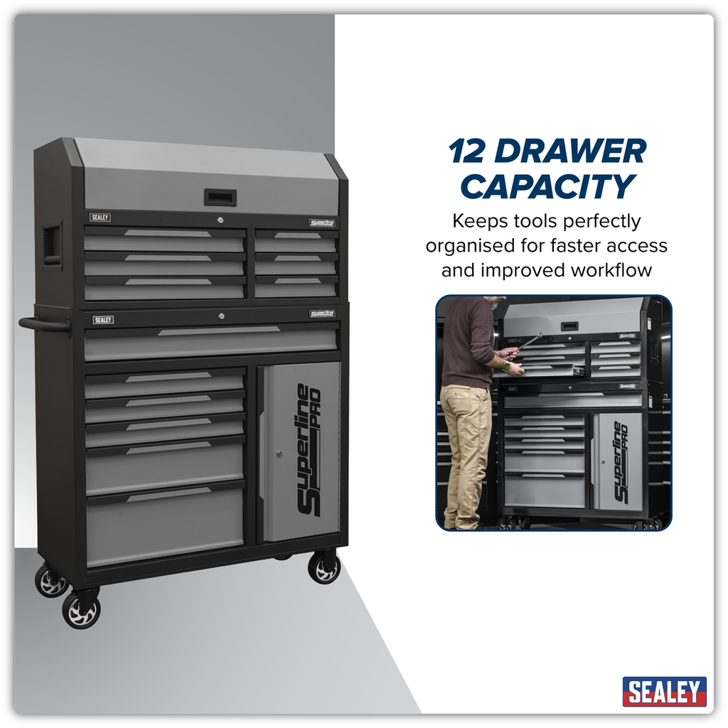 Topchest & Rollcab Combination 12 Drawer & 1 Door Cupboard - Grey AP1080GR