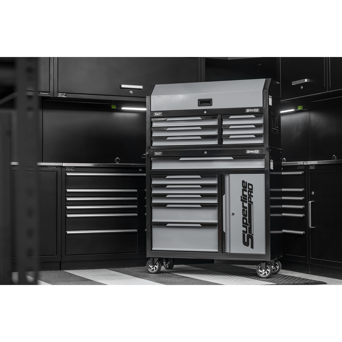 Topchest & Rollcab Combination 12 Drawer & 1 Door Cupboard - Grey AP1080GR