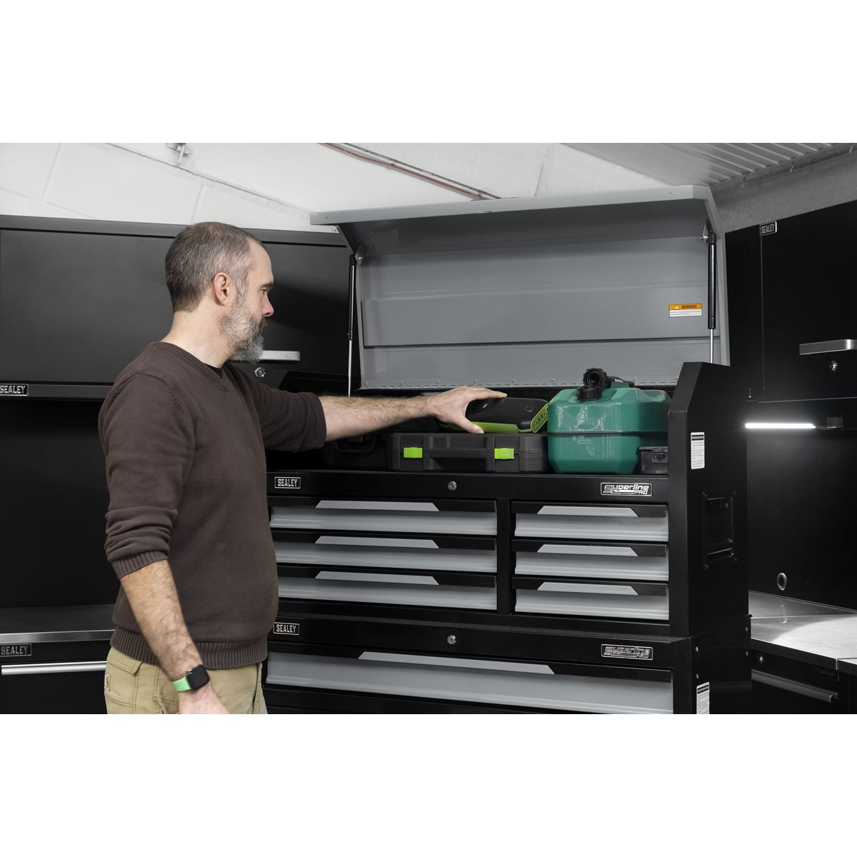 Topchest & Rollcab Combination 12 Drawer & 1 Door Cupboard - Grey AP1080GR