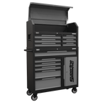 Topchest & Rollcab Combination 12 Drawer & 1 Door Cupboard - Grey AP1080GR