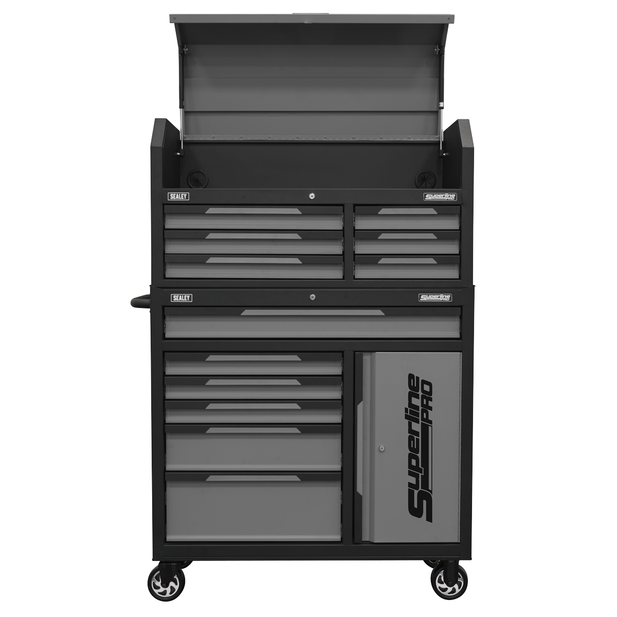 Topchest & Rollcab Combination 12 Drawer & 1 Door Cupboard - Grey AP1080GR