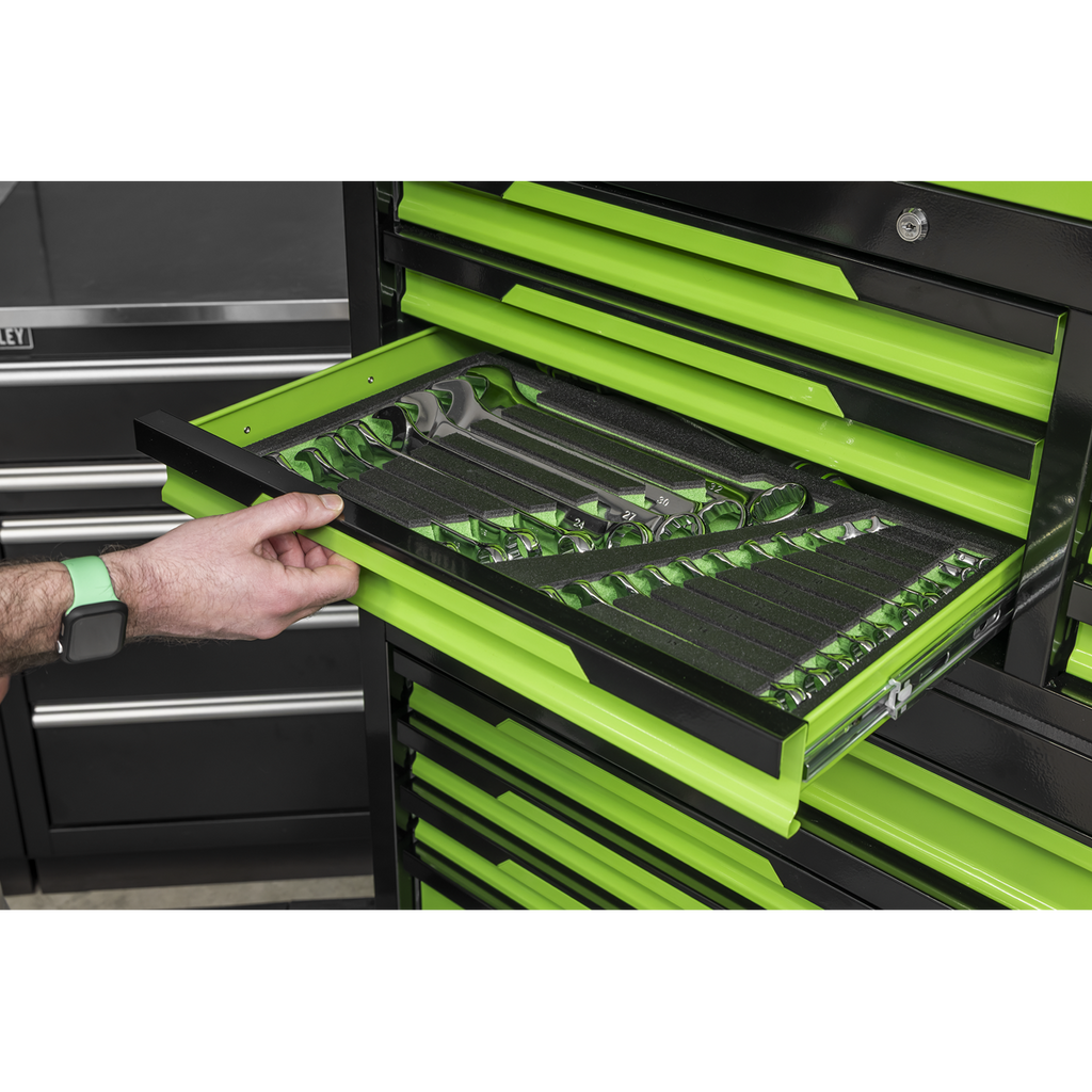 Topchest & Rollcab Combination 12 Drawer & 1 Door Cupboard - Green AP1080HVG