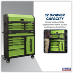 Topchest & Rollcab Combination 12 Drawer & 1 Door Cupboard - Green AP1080HVG
