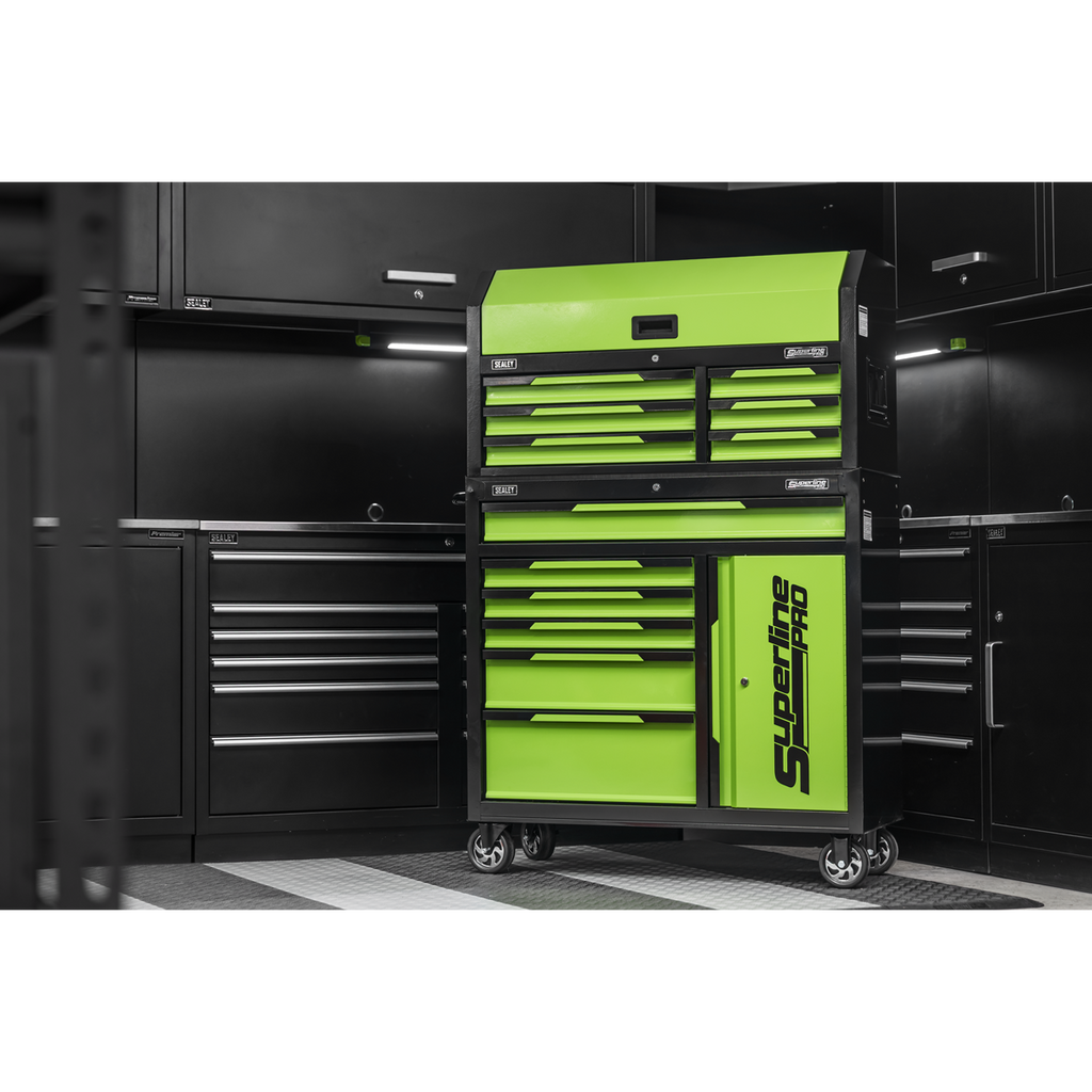 Topchest & Rollcab Combination 12 Drawer & 1 Door Cupboard - Green AP1080HVG