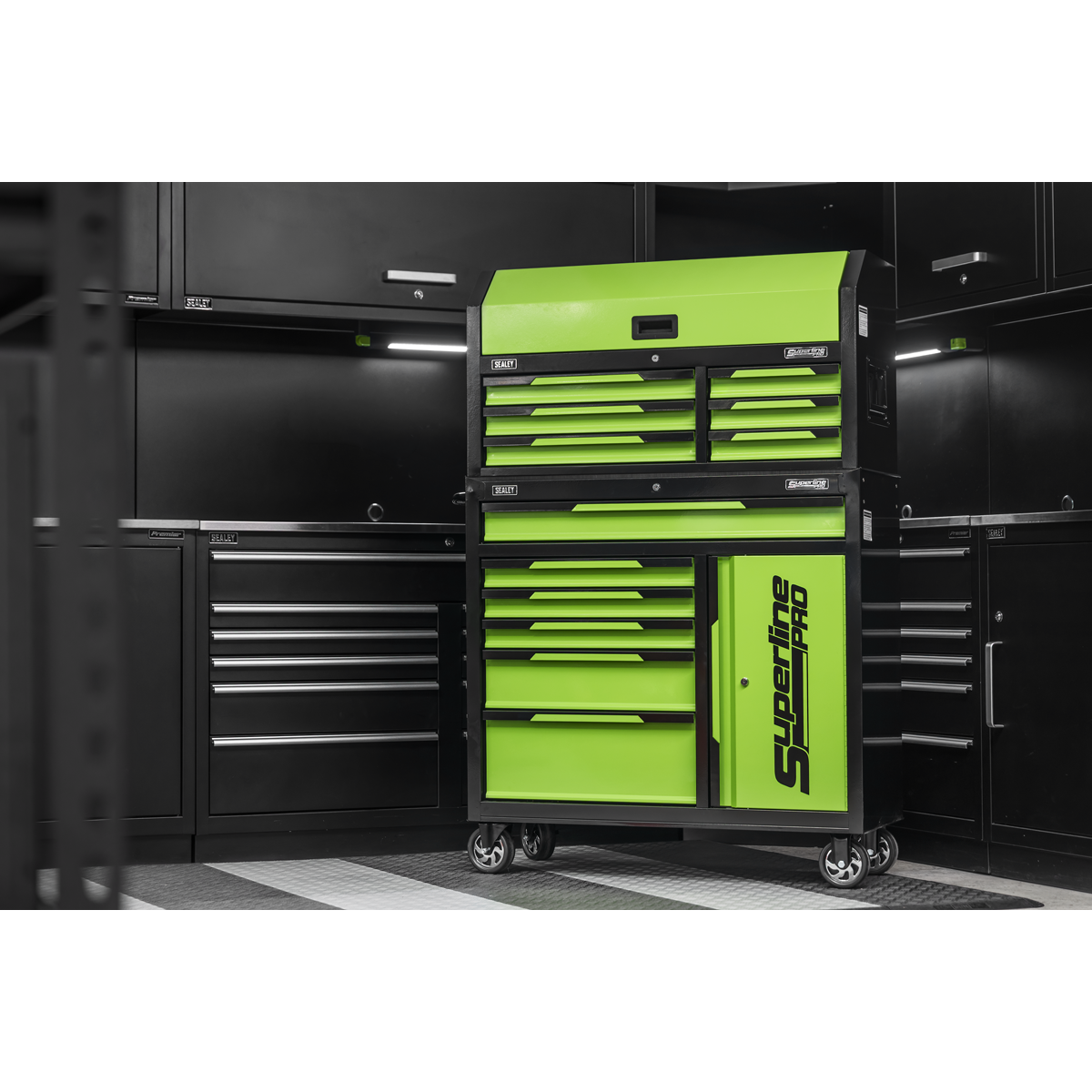 Topchest & Rollcab Combination 12 Drawer & 1 Door Cupboard - Green AP1080HVG