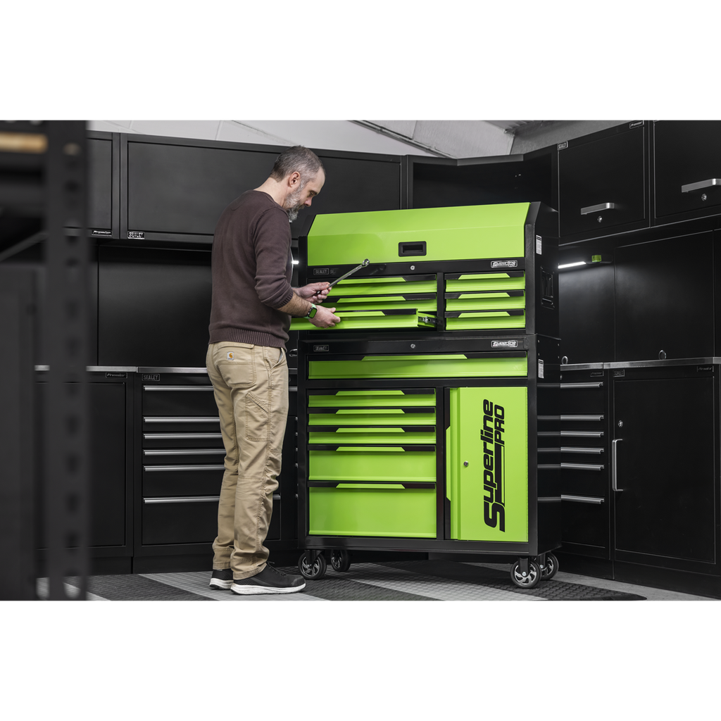 Topchest & Rollcab Combination 12 Drawer & 1 Door Cupboard - Green AP1080HVG