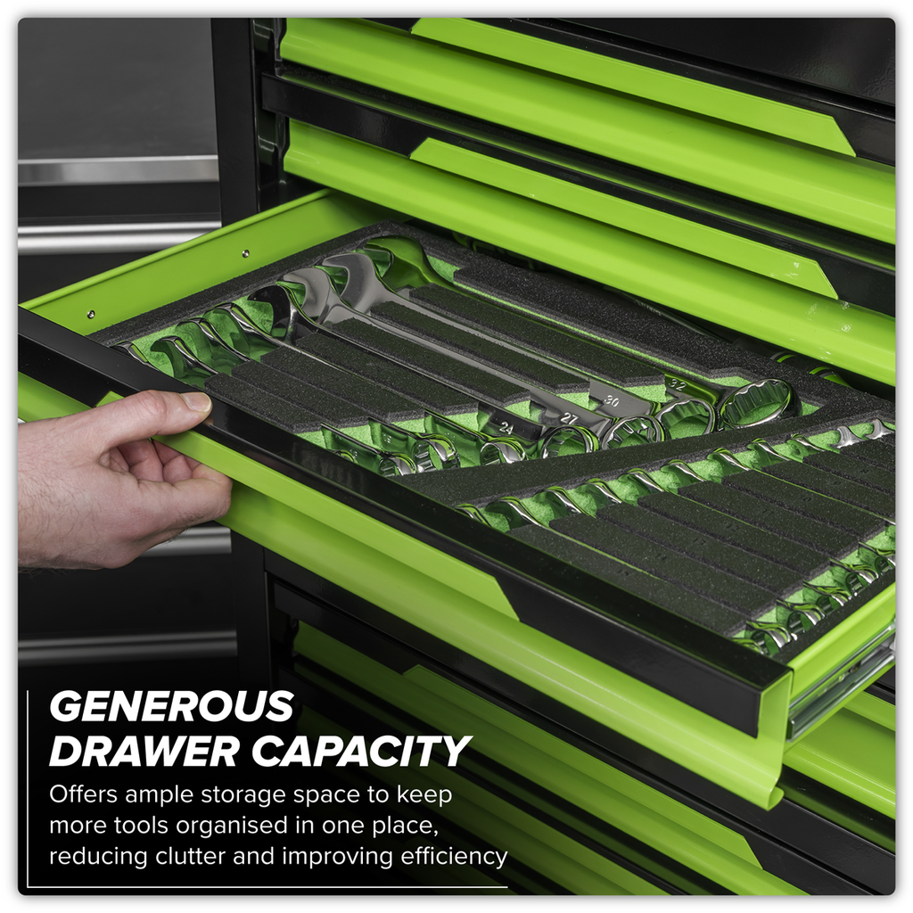 Topchest & Rollcab Combination 12 Drawer & 1 Door Cupboard - Green AP1080HVG