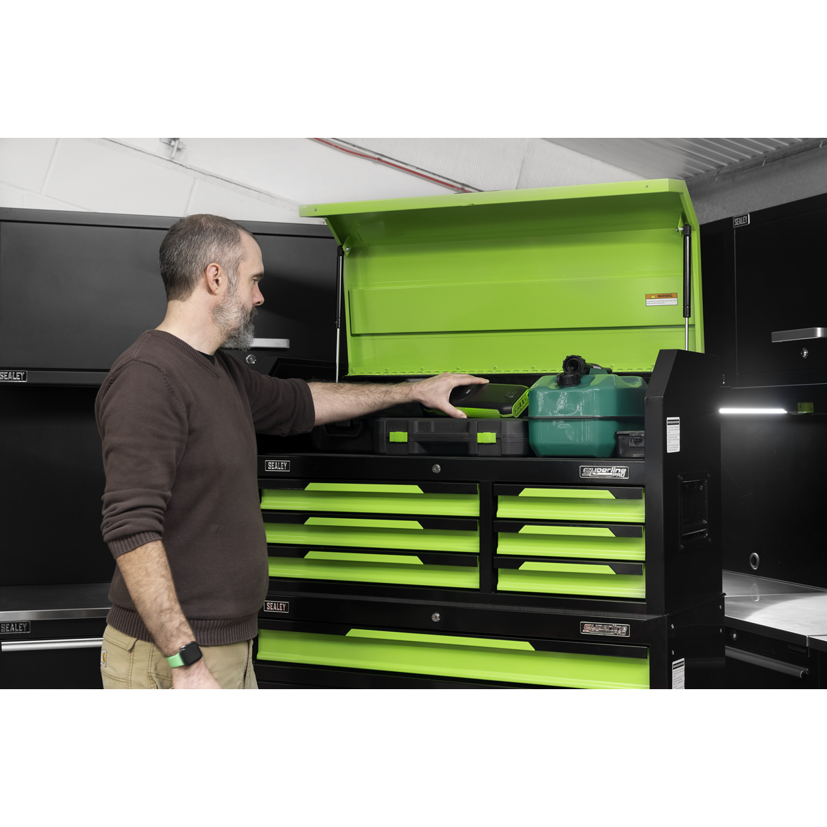 Topchest & Rollcab Combination 12 Drawer & 1 Door Cupboard - Green AP1080HVG