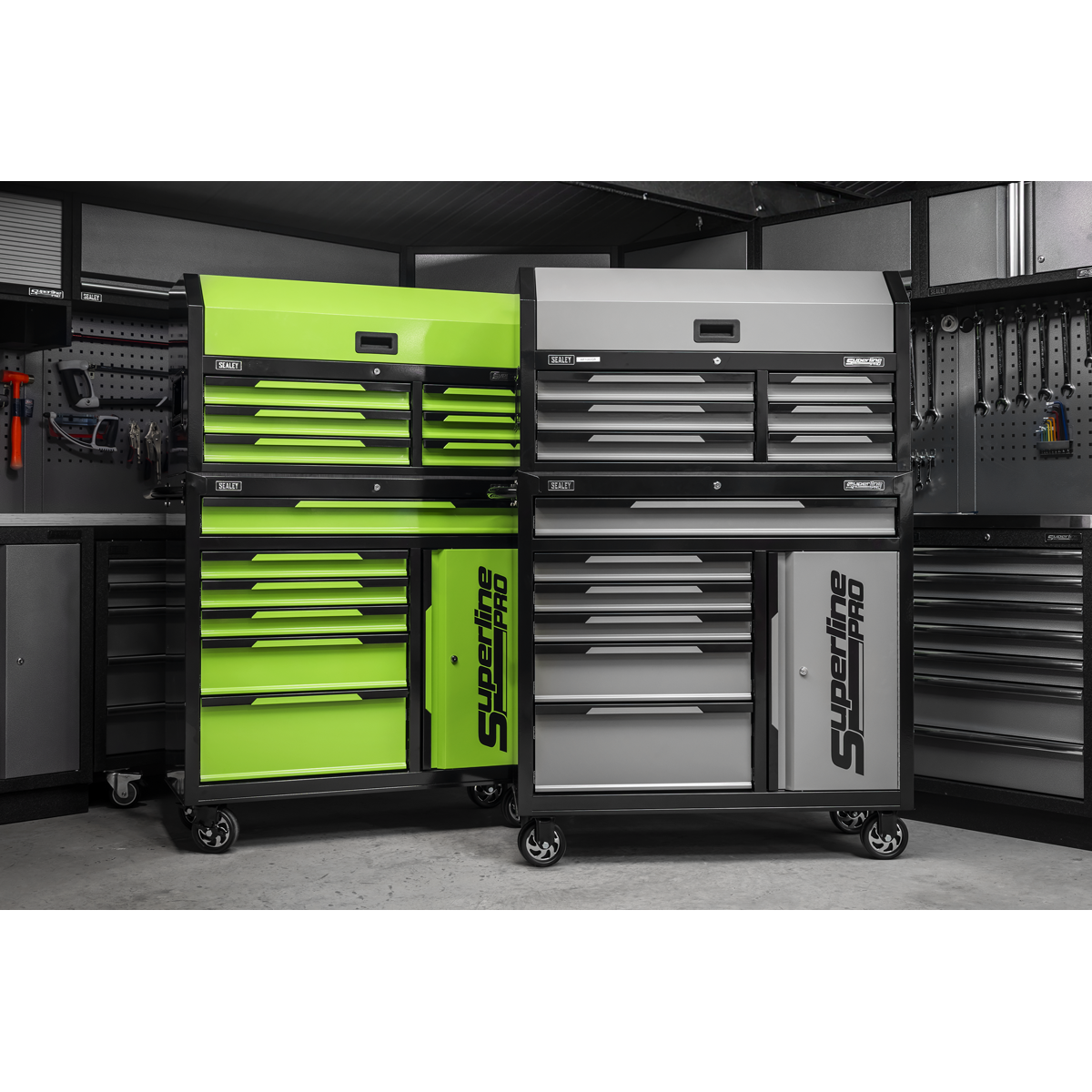 Topchest & Rollcab Combination 12 Drawer & 1 Door Cupboard - Green AP1080HVG