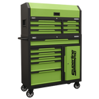Topchest & Rollcab Combination 12 Drawer & 1 Door Cupboard - Green AP1080HVG