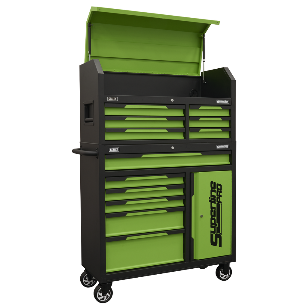 Topchest & Rollcab Combination 12 Drawer & 1 Door Cupboard - Green AP1080HVG