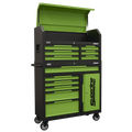 Topchest & Rollcab Combination 12 Drawer & 1 Door Cupboard - Green AP1080HVG