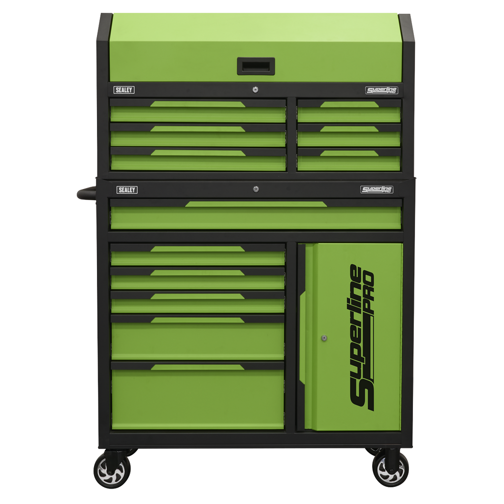 Topchest & Rollcab Combination 12 Drawer & 1 Door Cupboard - Green AP1080HVG