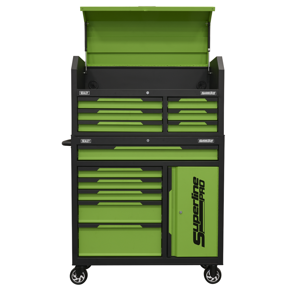 Topchest & Rollcab Combination 12 Drawer & 1 Door Cupboard - Green AP1080HVG