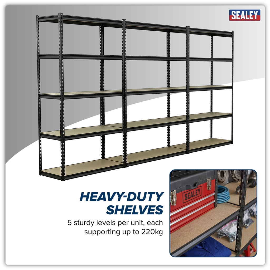Racking Unit with 5 Shelves 220kg Capacity Per Level - Set of 3 AP1200RCOMBO1