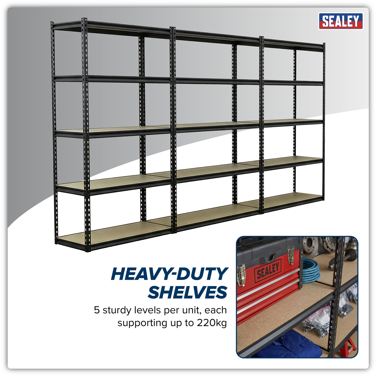 Racking Unit with 5 Shelves 220kg Capacity Per Level - Set of 3 AP1200RCOMBO1
