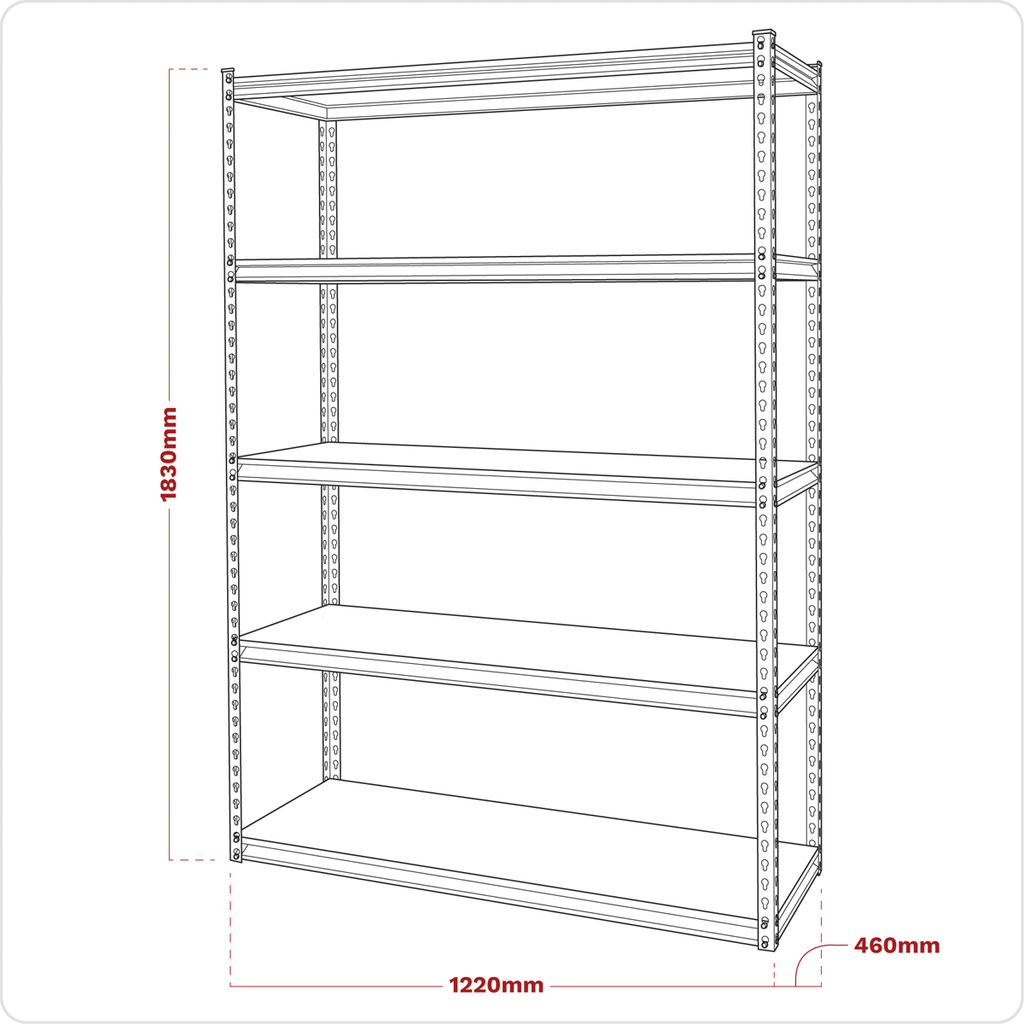 Racking Unit with 5 Shelves 220kg Capacity Per Level AP1200R