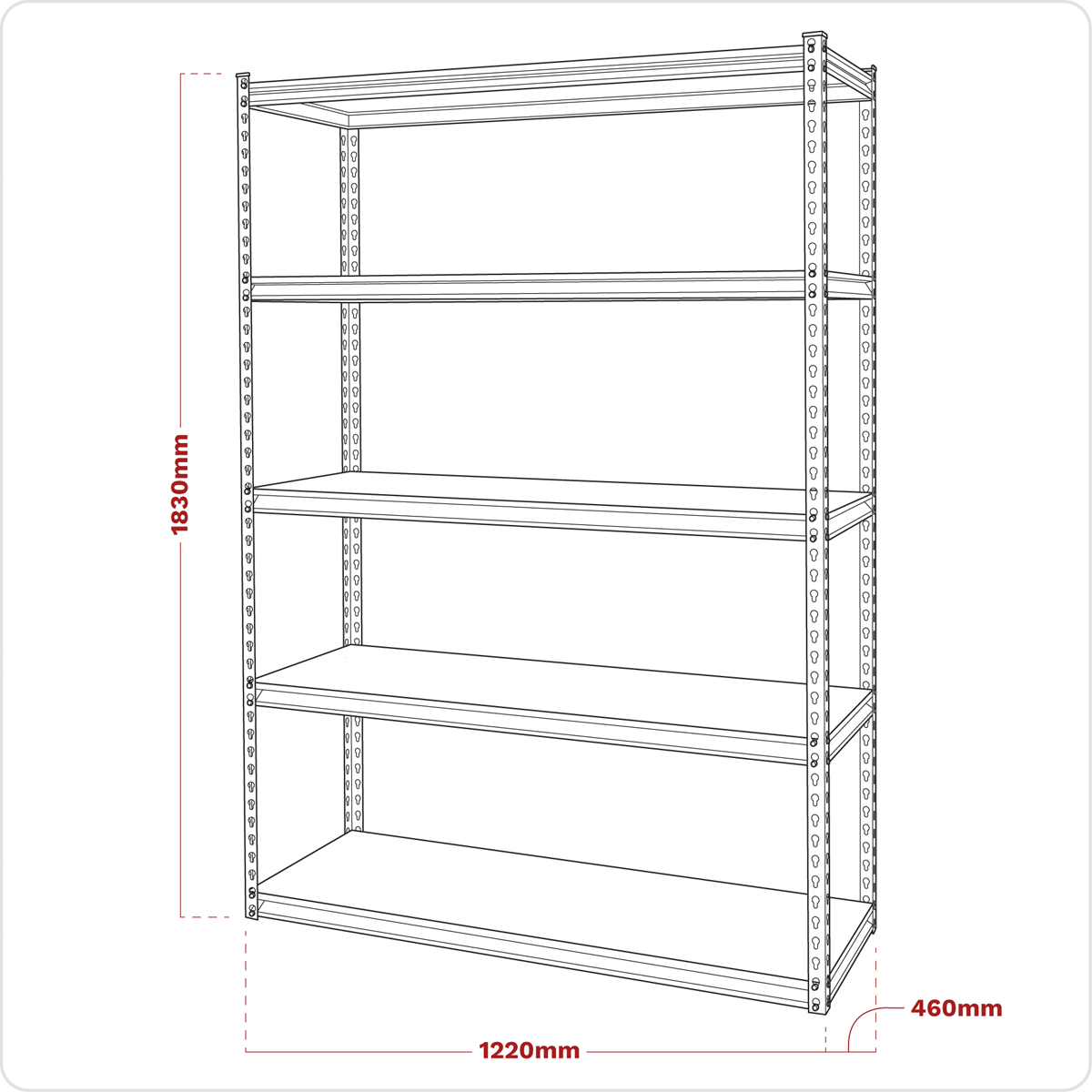 Racking Unit with 5 Shelves 220kg Capacity Per Level AP1200R
