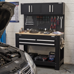 Workbench with Pegboard Back Panel, Power Bar & Wooden Worktop AP12701