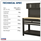 Workbench with Pegboard Back Panel, Power Bar & Wooden Worktop AP12701