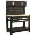 Workbench with Pegboard Back Panel, Power Bar & Wooden Worktop AP12701