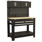 Workbench with Pegboard Back Panel, Power Bar & Wooden Worktop AP12701
