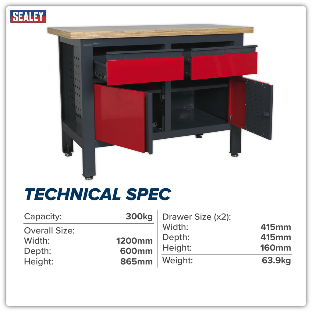 Workbench with 2 Drawers & 2 Cupboards AP1372A
