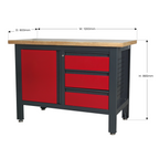 Workbench with 3 Drawers & Cupboard AP1372B