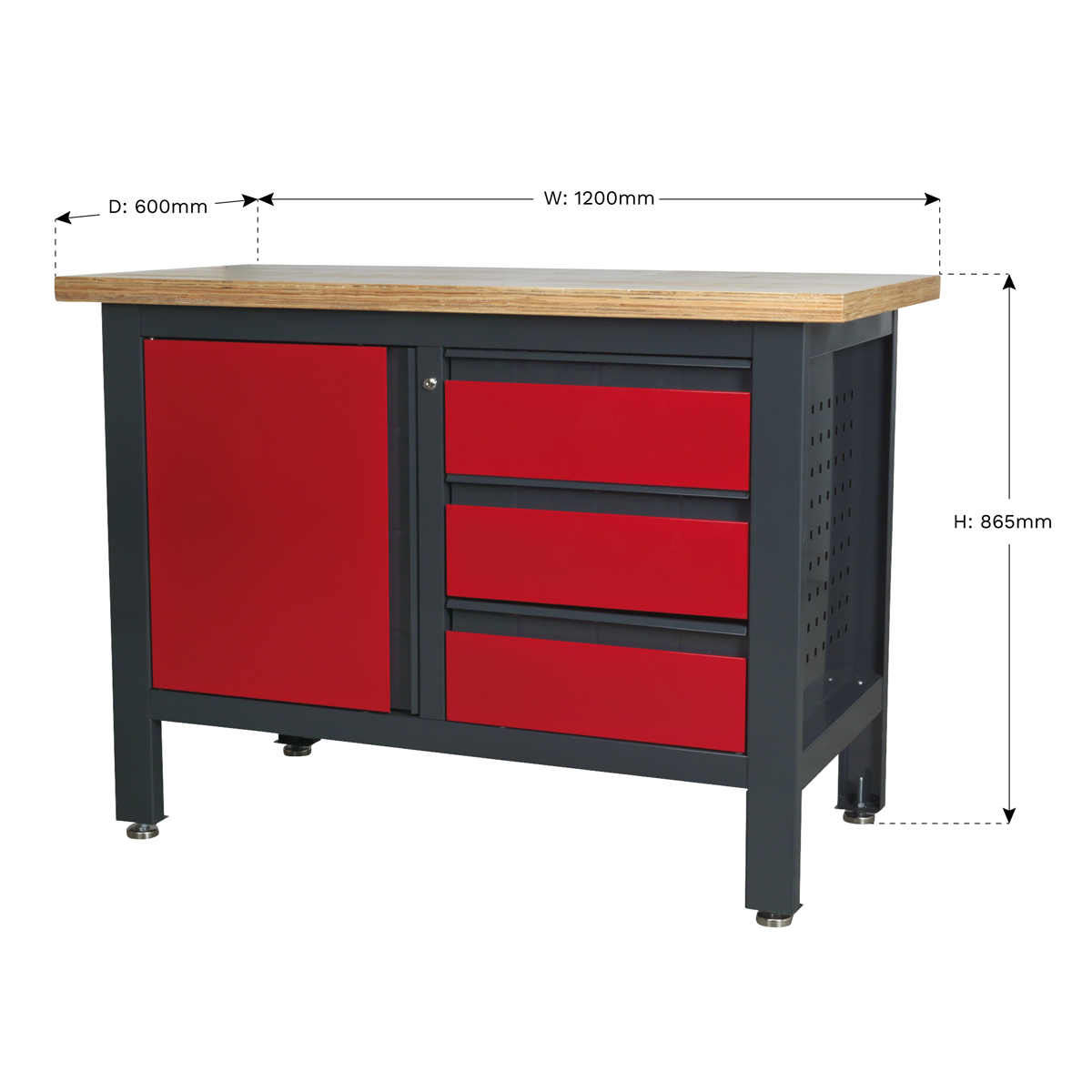 Workbench with 3 Drawers & Cupboard AP1372B