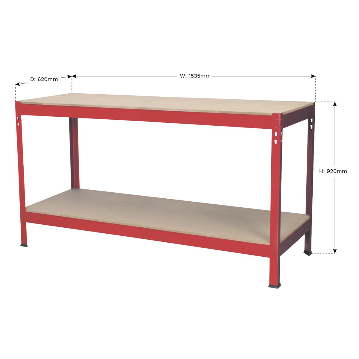 Steel Workbench with Wooden Top 1.53m AP1535
