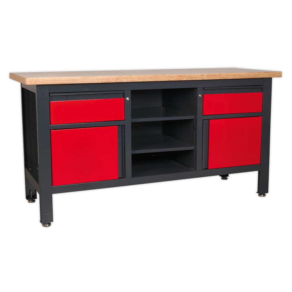 Workbench with 2 Drawers, 2 Cupboards & Open Storage AP1905A