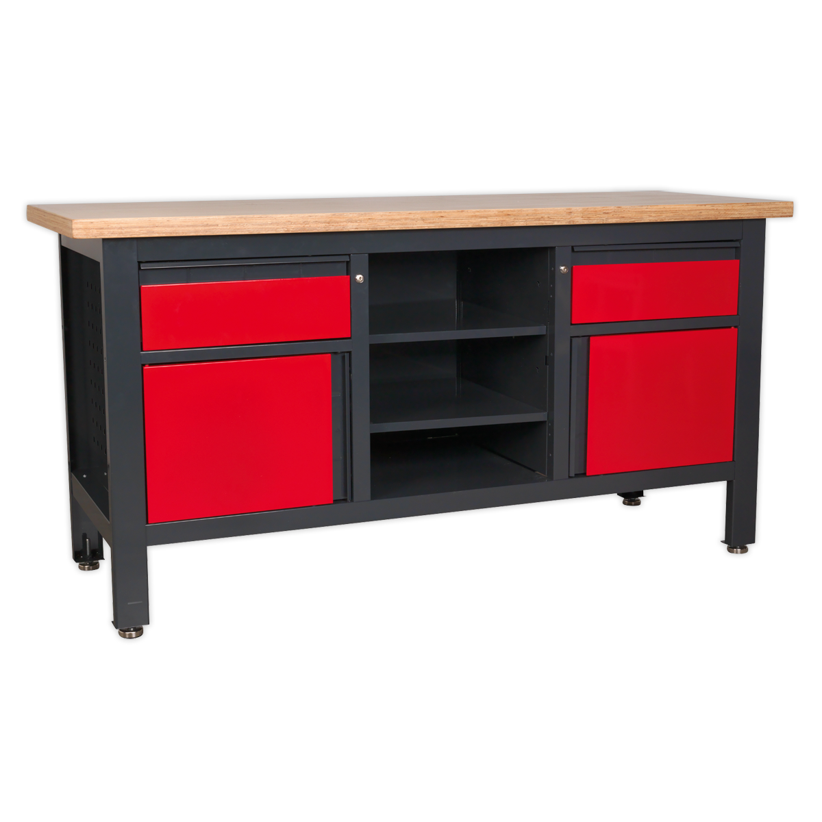 Workbench with 2 Drawers, 2 Cupboards & Open Storage AP1905A