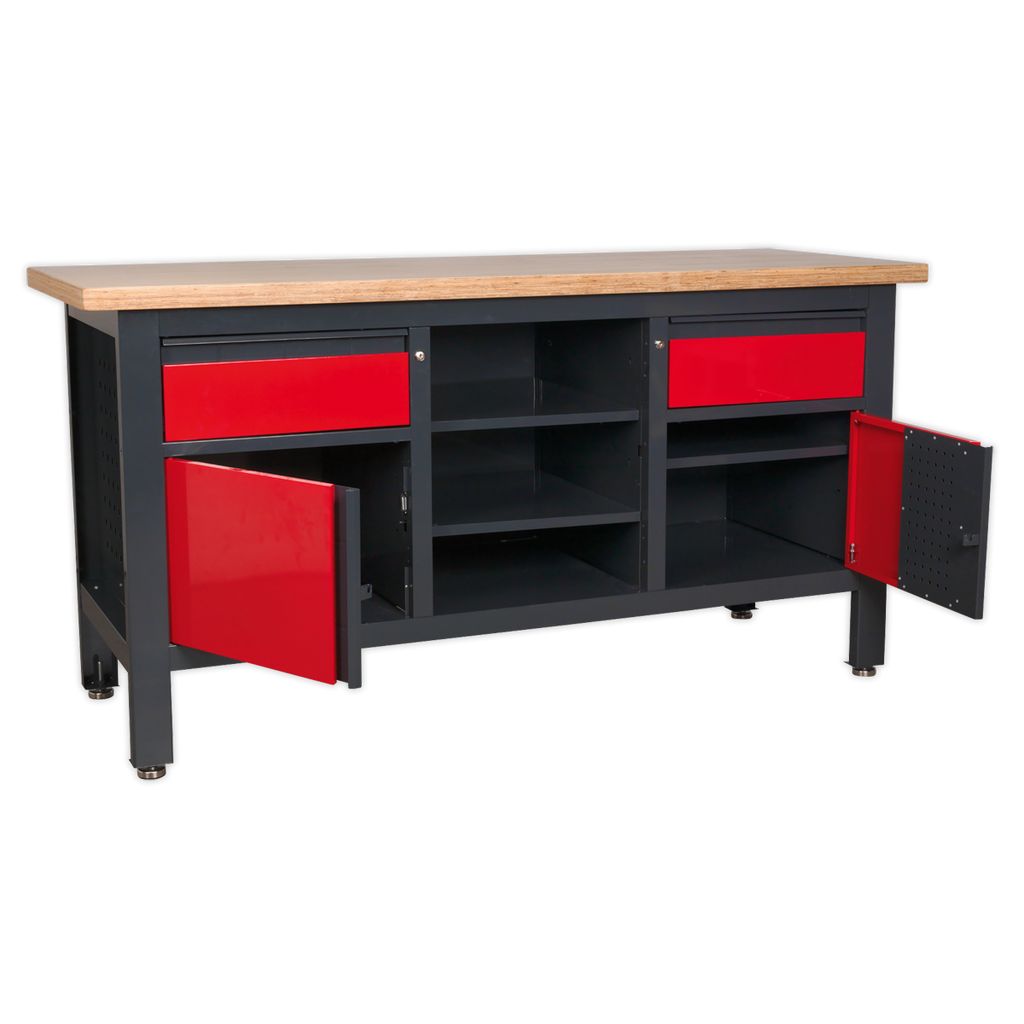 Workbench with 2 Drawers, 2 Cupboards & Open Storage AP1905A