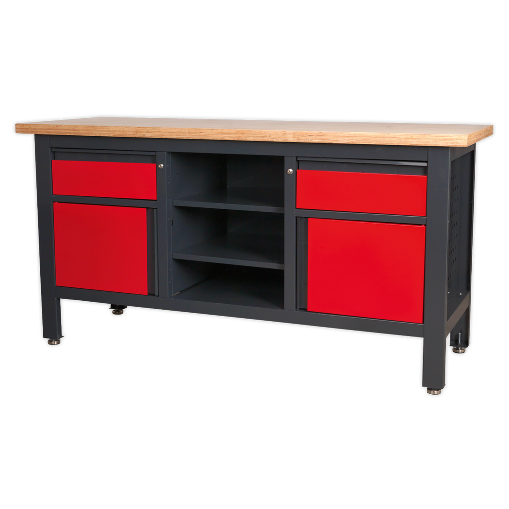 Workbench with 2 Drawers, 2 Cupboards & Open Storage AP1905A