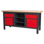 Workbench with 2 Drawers, 2 Cupboards & Open Storage AP1905A