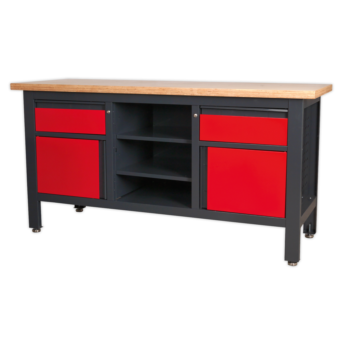Workbench with 2 Drawers, 2 Cupboards & Open Storage AP1905A
