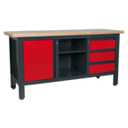 Workbench with 3 Drawers, 1 Cupboard & Open Storage AP1905B