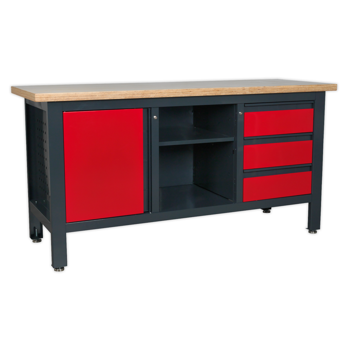 Workbench with 3 Drawers, 1 Cupboard & Open Storage AP1905B