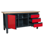 Workbench with 3 Drawers, 1 Cupboard & Open Storage AP1905B