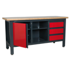Workbench with 3 Drawers, 1 Cupboard & Open Storage AP1905B