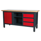 Workbench with 3 Drawers, 1 Cupboard & Open Storage AP1905B