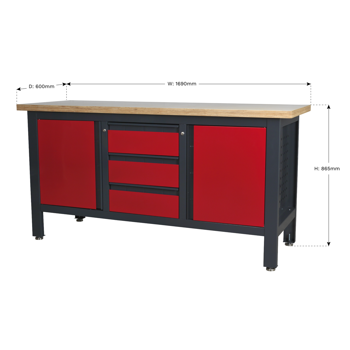 Workbench with 3 Drawers & 2 Cupboards AP1905C