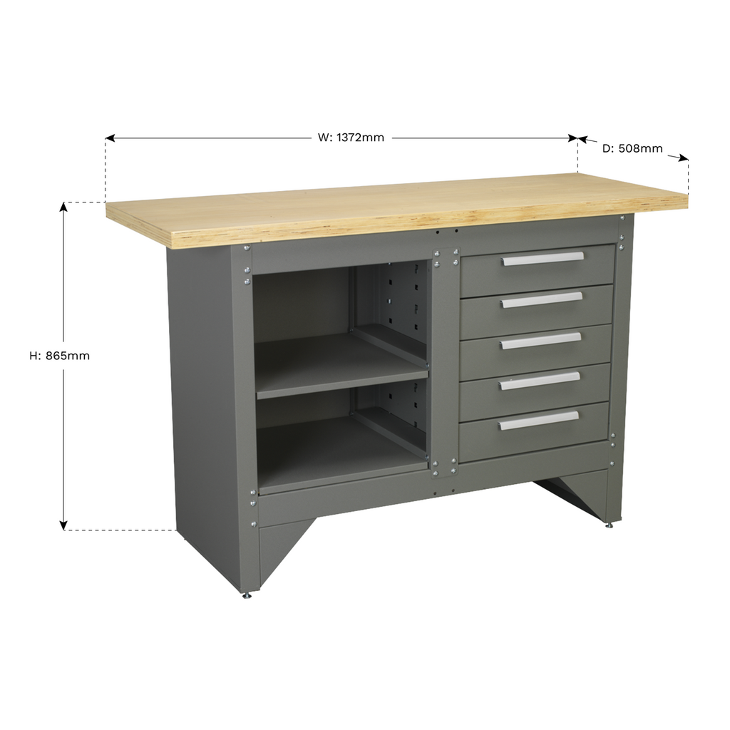 Heavy-Duty Workbench with 5 Drawers AP2030BB