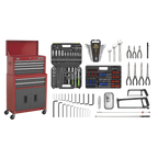 Topchest & Rollcab Combination 6 Drawer with 170pc Tool Kit - Red/Grey AP2200BBCOMBO