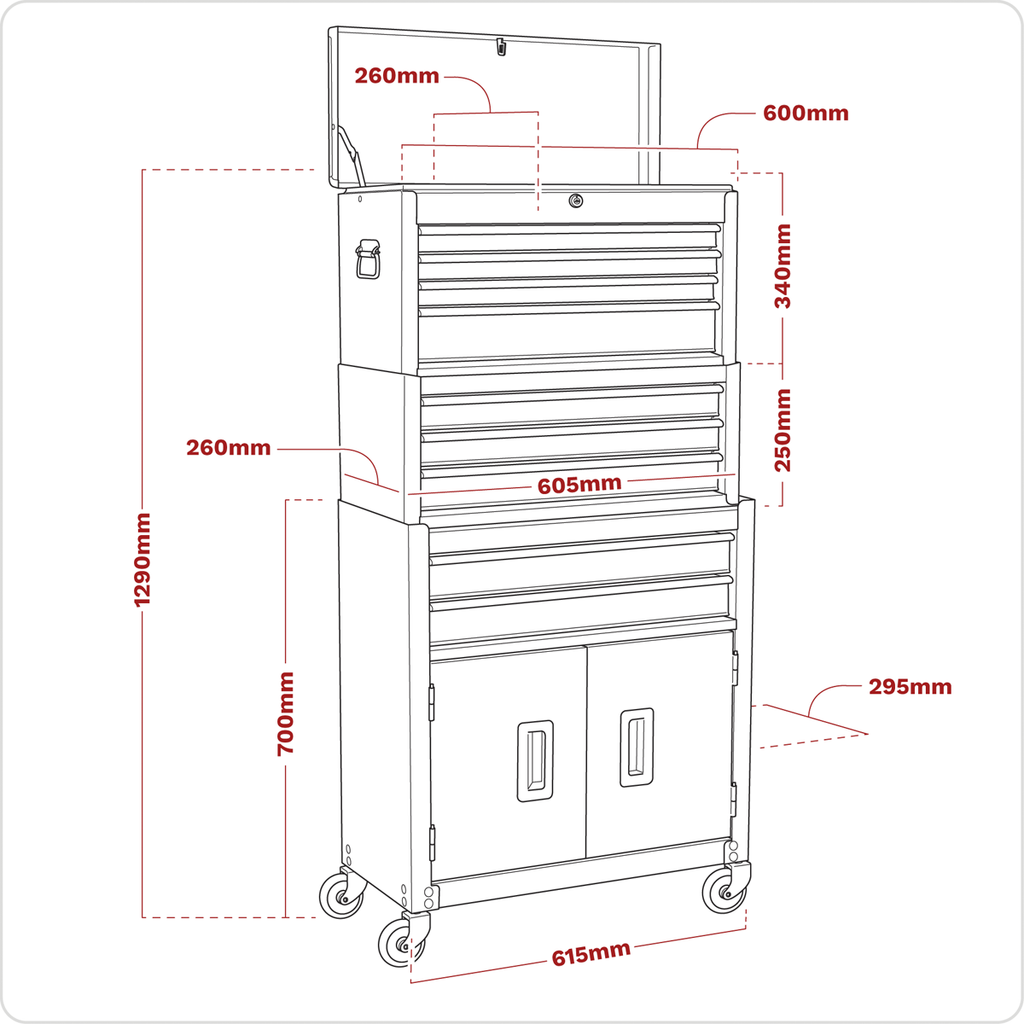 Topchest, Mid-Box Tool Chest & Rollcab Stack 9 Drawer - Purple AP2200BBCPSTACK