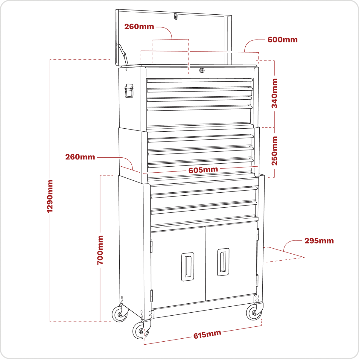 Topchest, Mid-Box Tool Chest & Rollcab Stack 9 Drawer - Purple AP2200BBCPSTACK