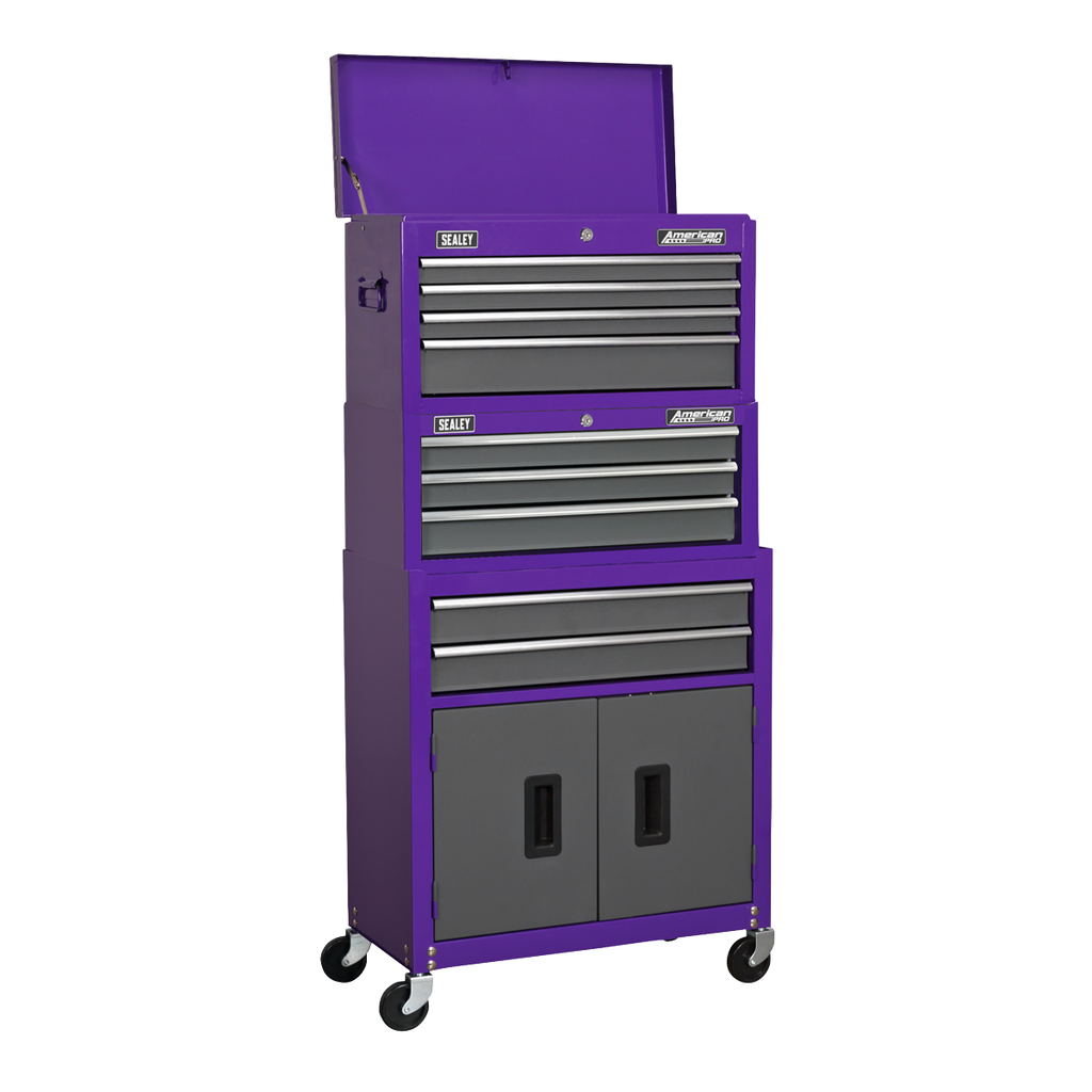 Topchest, Mid-Box Tool Chest & Rollcab Stack 9 Drawer - Purple AP2200BBCPSTACK